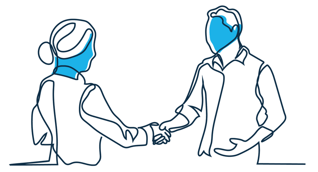 zeichnung zwei personen reichen sich die hand