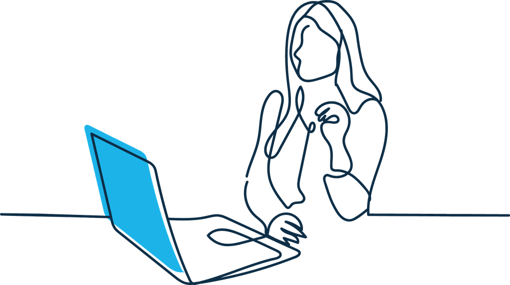 zeichnung person am laptop