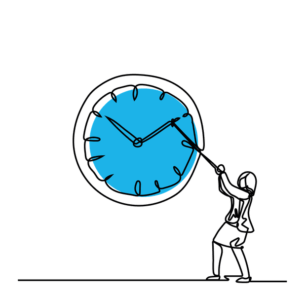 illustration einer frau mit uhr