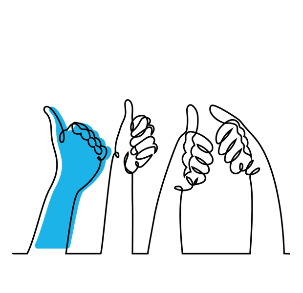 illustration gehobener daumen